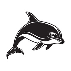 Dolphin silhouette vector art illustration isolated on white background.