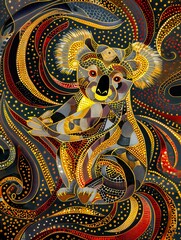 Naklejka premium Koala in Dot Art Style