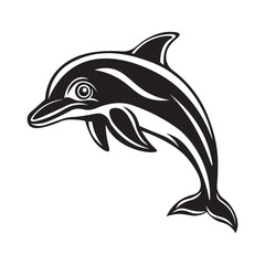 Dolphin silhouette vector art illustration isolated on white background.