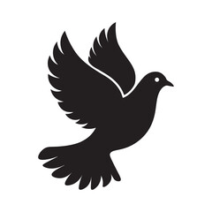 Dove silhouette vector art illustration isolated on white background.