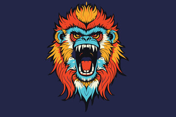 Vector illustration of a majestic beast animal roaring