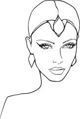 Woman Face Line Drawing. Elegant Female Head Art Print Line Drawing Sketch Illustration. Woman Face Modern Minimalist Contour Art Design. Vector EPS 10.
