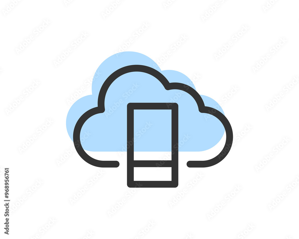 Poster cloud storage and data transfer vector icon. computing service and network related line icons. datab