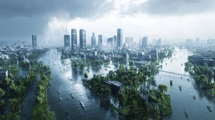 Obraz premium Flooded Cityscape.