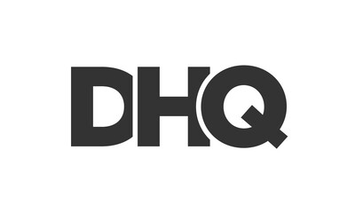 DHQ logo design template with strong and modern bold text. Initial based vector logotype featuring simple and minimal typography. Trendy company identity.