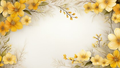 White background with small flowers arranged as a delicate border.