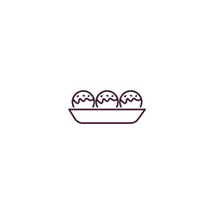 takoyaki outline icon. Linear vector from hotel concept. Thin line takoyaki icon isolated on white background