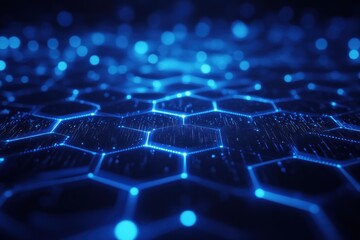 Obraz premium Abstract Blue Glowing Hexagon Network Pattern