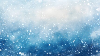 Fototapeta premium Delicate white snowflakes gently fall against a soft, blurred blue background, creating a serene winter scene. The snow-covered landscape adds a peaceful, seasonal ambiance.