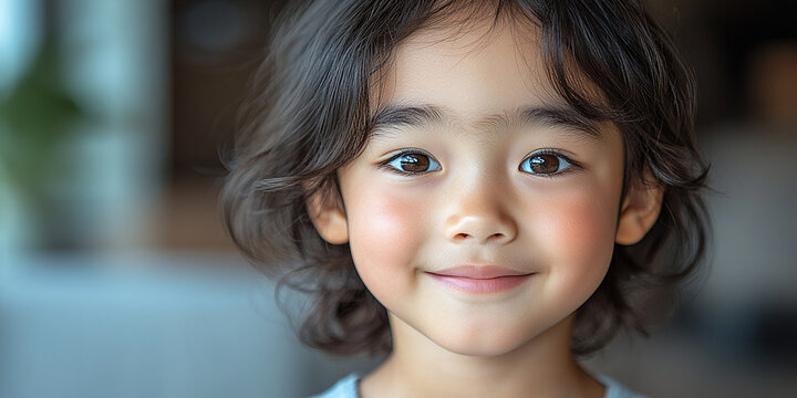 Portrait of an asian child looking at the camera