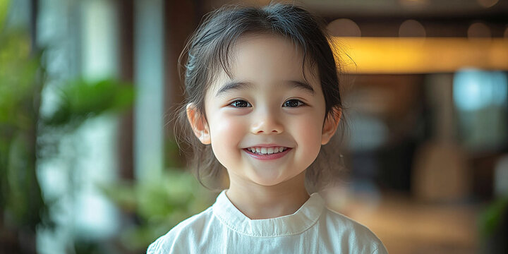 Portrait of an asian child looking at the camera