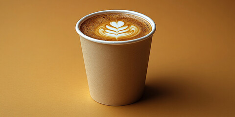 Photo of a hot coffee in a paper cup