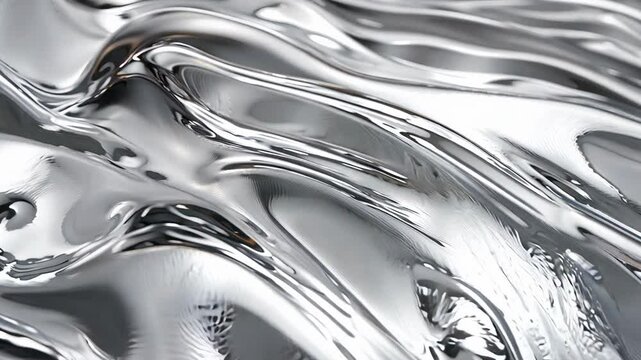 Silver liquid metal waves in slow motion.