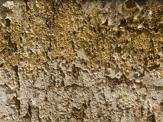 Wall with textured surface and eroded paint background