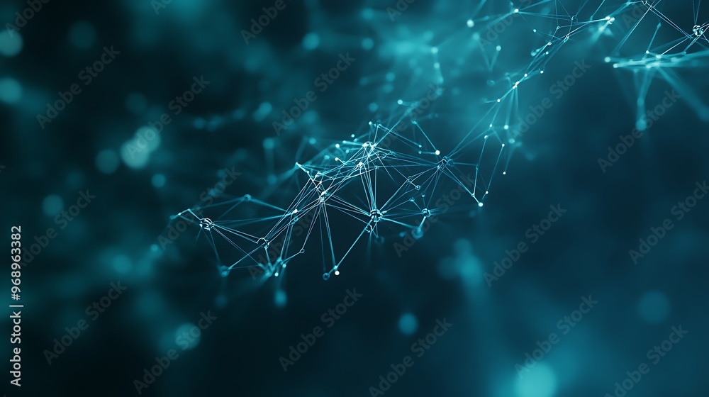Poster Abstract teal network of connected glowing points