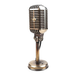 Fototapeta premium Retro microphone on transparent background PNG