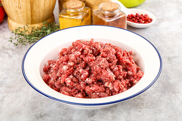 Raw beef minced meat for cooking