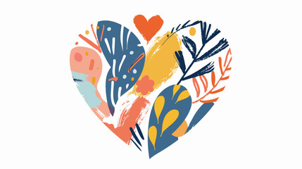 Naklejka premium Abstract Boho Heart Vector Isolated on White Background