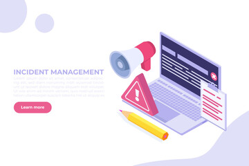 It incident report isometric concept. Vector illustration.