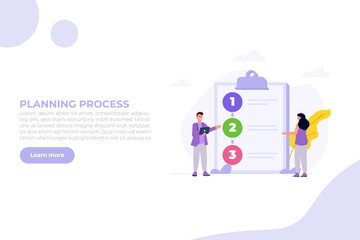 Business outline to step by step, planning process, present workflow concept. Vector illustration.