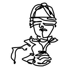 Hand Drawn One Line Art Illustration Woman Face Continuous Line Drawing