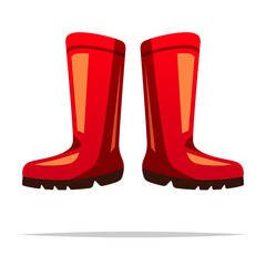 Red rubber boots vector isolated illustration
