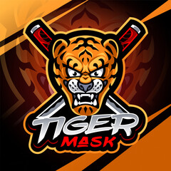 Tiger mask esport mascot logo design