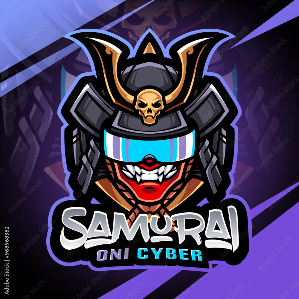 Canvas Prints samurai oni cyber mascot logo design