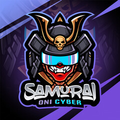 Samurai oni cyber mascot logo design