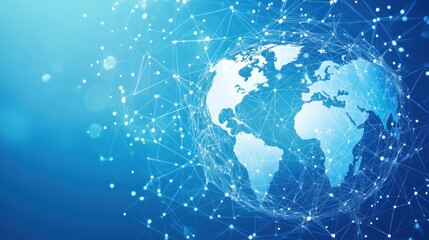 Abstract Globe Connected by White Lines on Blue Background