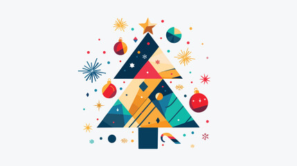 Abstract Geometric Christmas Tree Illustration - Festive Holiday Design Concept