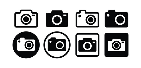 camera photography icon symbol sign vector design black white simple flat modern illustration collection set isolated
