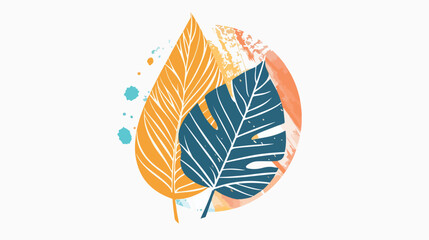 Abstract Hand Drawn Leaf Flat Icon Vector Illustration