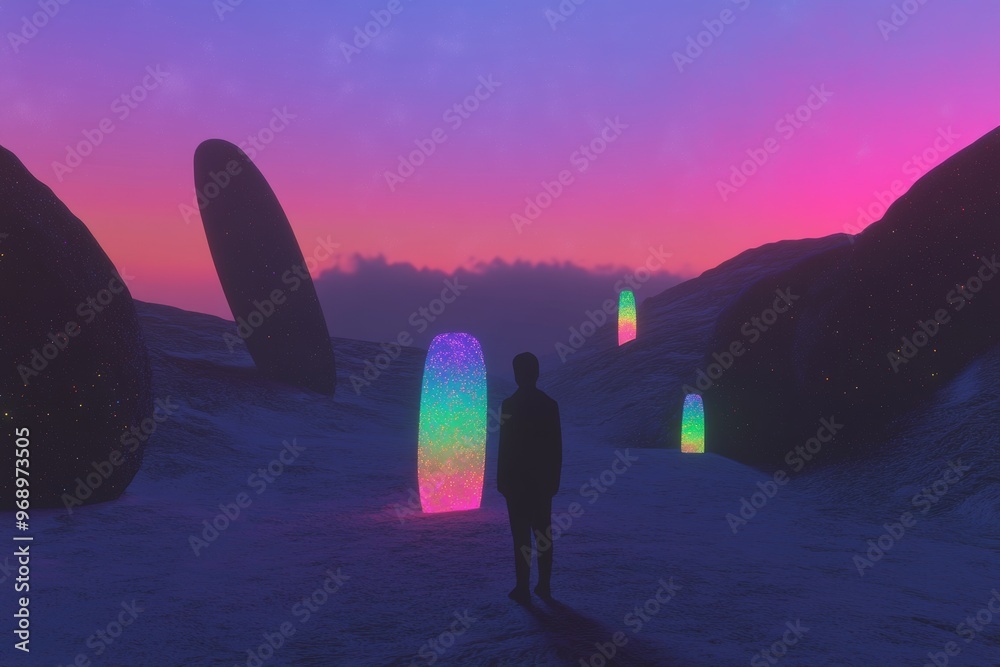 Wall mural human astral body silhouette for meditation, near death experiences, and spirituality - stock image