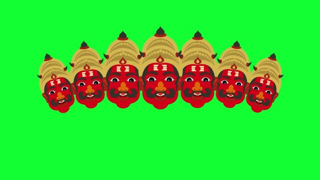 Video illustration of Ravana, Happy Dussehra Sale social media feed Green screen template festival of India. of Lord Rama killing Ravana. vector illustration design