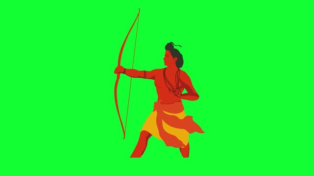 Video illustration of Rama, Happy Dussehra Sale social media feed Green screen template festival of India. of Lord Rama killing Ravana. Video illustration design