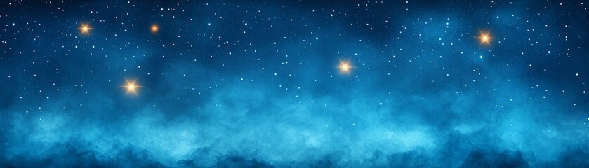 Obraz premium A mesmerizing starry night sky filled with twinkling stars and ethereal blue clouds.