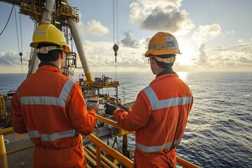 Two Workers on an Offshore Oil Platform.