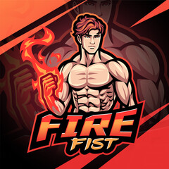 Fire fist esport mascot logo design © Visink.art