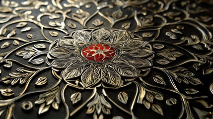 Intricate Bidri metal inlay patterns from India