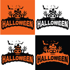 This hauntingly fun 'Halloween House' logo is just what you need for your next Halloween project. Its bold design and spooky elements make it perfect for event flyers, posters, or social media graphic