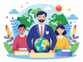 Celebrating world teachers' day with diverse students and global education theme