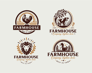 Obraz premium Set vintage bundle classic badge farm house market logo design for business company