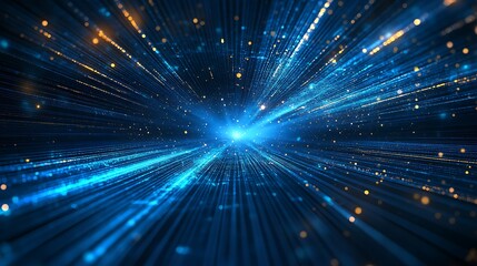 Naklejka premium A beautiful depiction of light rays and particles, creating a stunning visual effect in vibrant blue tones.