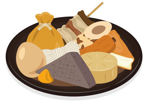 Oden Hot Pot, Japanese Winter Food Illustration
