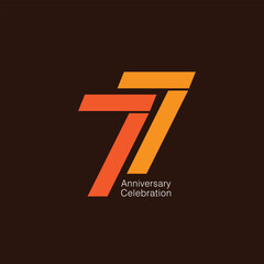 77 Logo, Seventy-Seven, 77th Anniversary Logo, Vector Template Design element for a birthday, invitation, Logo, wedding, jubilee, and greeting card illustration.