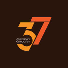 37, 37th Anniversary Logo, Vector Template Design element for a birthday, invitation, wedding, jubilee, and greeting card illustration.
