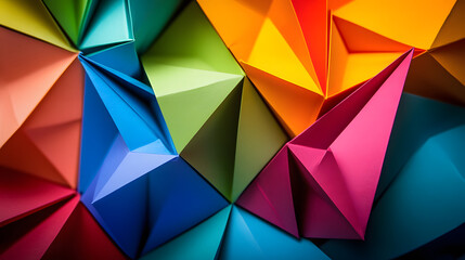 Fototapeta premium A set of colorful origami paper folded into intricate geometric shapes.