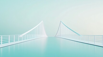 Obraz premium A minimalist 3d rendering of a white bridge.