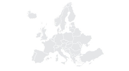 Obraz premium Illustration of a Colored map of Europe.Europe map on white background. Europe template with continents, North and South America, Europe and Asia, Africa and Australia.Grey blank Europe map.